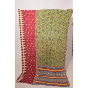 Traditional Indian Cotton Kantha Gudri <b>Quilt</b> <b>Handmade</b> Reversible Vintage Bedspread Home Decor - Product Image 1