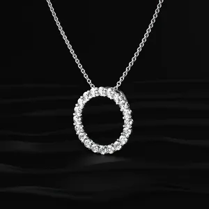 Collier pendentif cercle ouvert nouveau design clarté D-E VVS-VS avec mini diamant de laboratoire, collier pendentif en or, bijoux raffinés. - Product Image 2
