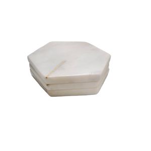 Sous-verres en marbre hexagonal noir avec incrustation de laiton sublimation naturelle et incrustation de métal sous-verres à thé en pierre de marbre personnalisés en gros - Product Image 1