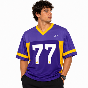 Retro Jersey American Football Custom Jersey T-shirt Men Mesh Polyester Loose Fit Boxy Cropped Football Sports T Shirt DTG Print - Product Image 3