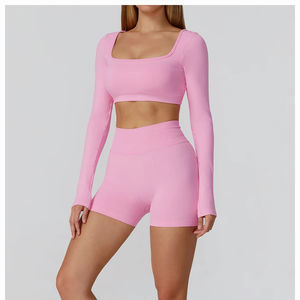 Conjunto de Yoga para Mujer de Secado Rápido y Transpirable, Diseño Estampado Color Piel, Ropa Deportiva para Correr y Hacer Ejercicio con Cintura Alta Elástica - Product Image 1