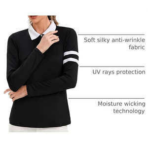 Polo à manches longues pour femmes, col zippé 1/4, protection solaire UPF 50+, léger, pour l'équitation, le golf et le tennis - Product Image 3