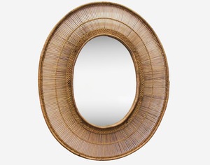 Stylish Oval Rattan Wall <b>Mirror</b> Natural Woven Frame Ideal For Bedroom Living Room And Entryway Boho Interior Decor From India - Product Image 1