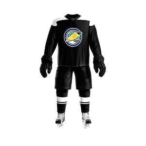 Jersey de Hockey sobre Hielo Personalizado, Azul y Blanco con Paneles a Rayas, Uniforme de Equipo Sublimado, Cierre de Cremallera Resistente para Adultos - Product Image 2