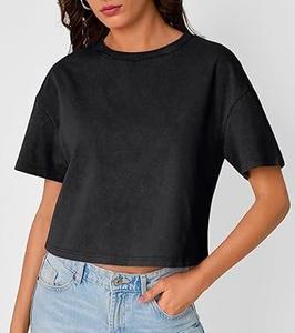 Camisetas con lavado ácido a bajo precio al por mayor, camisetas con logo personalizado de corte holgado para mujer, camisetas con lavado ácido en grandes cantidades, camisetas a precio económico. - Product Image 6