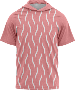 เสื้อยืดมีฮู้ดลายทางสำหรับผู้ชาย ทรงปกติ ผ้าถักลำลอง ลายขาวดำ แขนสั้น - Product Image 3