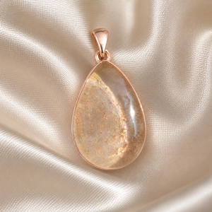 Pendentif Goutte d'Eau en Quartz Naturel Grand Format, en Argent Sterling 925 Plaqué Or Rose et Or Jaune, Bijou Fait Main en Cristal de Guérison - Product Image 4