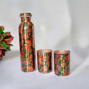 Copper Bottle Hammered Finished Outdoor Water Bottle for <b>Camping</b> Travel Sports Kitchenware on cheap price from India - Product Image 6