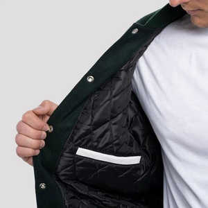 Vestes universitaires personnalisées pour hommes, vestes bomber avec logo brodé personnalisé, manches en cuir PU, veste d'hiver - Product Image 2