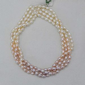 สร้อยคอมุกน้ำจืดสีขาวชมพูธรรมชาติขนาด 6 มม. 7 มม. ลูกปัดมุกข้าว สร้อยคอประณีต ลูกปัดมุกเปลือกหอย จัดส่งฟรีไม่มีภาษีนำเข้า - Product Image 3