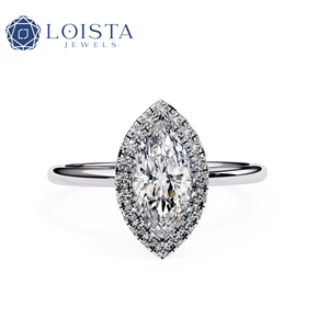 Anillo de Compromiso LOISTA para Mujer con Diamante Corte Marquesa Platino y Diamantes Laterales Naturales con Certificación GIA Color D, Estilo Clásico - Product Image 1