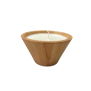 Vela de Cera de Soja en Cuenco de Madera Natural al por Mayor, Vela Aromática Personalizada de Lujo en Recipiente de Madera para Decoración del Hogar - Product Image 1