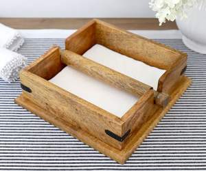 กล่องใส่กระดาษทิชชูไม้ทำมือ ดีไซน์ดั้งเดิม หรูหรา ตกแต่งสวยงาม ขายดี อุปกรณ์ครัว ของตกแต่งบ้าน ร้านอาหาร วางบนเคาน์เตอร์ - Product Image 5