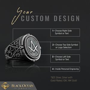 Bague Maçonnique BOJ 025 Personnalisée Unisexe, Bague Chevalière Maître Maçon du Texas, Style Hip Hop Argenté, Prix Bas - Product Image 3