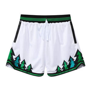Shorts de sport pour hommes, style streetwear, logo personnalisé, couleur unie, écologiques, séchage rapide, polyester noir, côtés en mesh, pour le basketball - Product Image 1