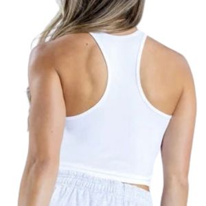 <b>Women</b> White Racerback <b>Sleeveless</b> Crop Top O Neck Fitted Casual Sportswear Basic Summer Activewear Wholesale Apparel Custom - Product Image 6