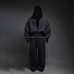 Plain Thick 500gsm Boxy Blank <b>Hoodie</b> Mens Cotton Oversized Fleece Custom <b>Hoodie</b> Manufacturer Heavyweight <b>Cropped</b> <b>Zip</b> <b>up</b> <b>Hoodie</b> - Product Image 3