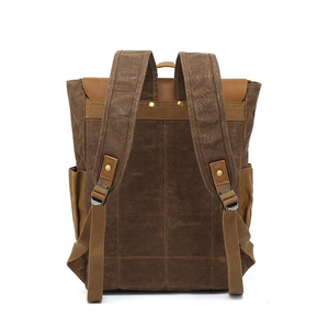 Wholesale Large Oil <b>Wax</b> <b>Canvas</b> Leather Backpack Waterproof Retro Travel School Sport Bag Men Laptop Backpack High Quality OEM Cu - Product Image 3