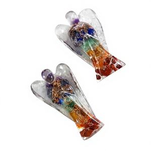 Vente en gros d'objets artisanaux en orgonite sculptée avec pierres semi-précieuses, thème ange et 7 chakras, fabriqués au Gujarat, pour la guérison et la chance, objets de collection - Product Image 1