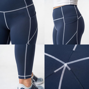 Women Plus Size High Waist Stretch Running <b>Tights</b> Breathable Yoga Leggings Contrast Seams Gym Workout Quick Dry Fitness Legging - Product Image 6