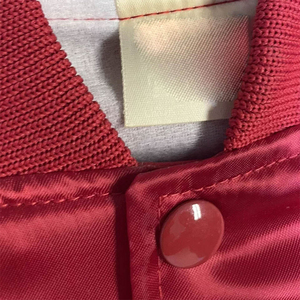 Custom Men Red Satin Varsity <b>Jacket</b> Classic Baseball Bomber <b>Jacket</b> Snap Button Shiny Silk Letterman <b>Jacket</b> Solid Red Outerwear - Product Image 2