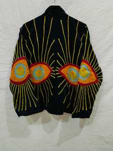 Vintage Style Eye Suzani Embroidered Knitted <b>Velvet</b> <b>Jacket</b> Handmade Boho Chic Ethnic <b>Women</b> Designer Winter Autumn Wear - Product Image 3
