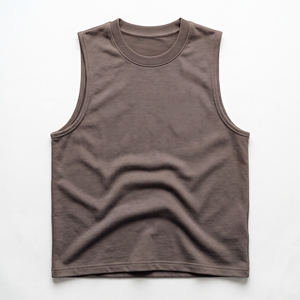 เสื้อกล้ามถักคอวีสีพื้นสำหรับผู้ชาย สัมผัสนุ่มสบาย สไตล์ลำลอง สีน้ำตาล รับผลิตแบบ ODM/OEM - Product Image 3