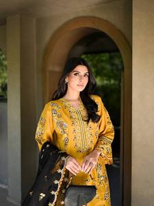TENNECY Women's Solid Party Roman Embroidered Work <b>Top</b> Plazzo and Dupatta Set - Product Image 2