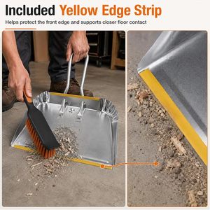 Stainless Steel Heavy Duty Dust <b>Pan</b> with Flagged Bristle <b>Handle</b> Small Modern Cleaning Tool Durable Hand Dustpan for Home Office - Product Image 4
