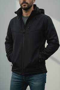 Veste de survêtement rétro en nylon personnalisée avec logo brodé, fermeture éclair, passepoil, veste softshell unie, coupe-vent pour homme - Product Image 3