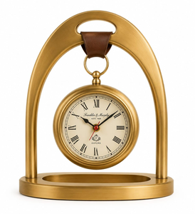 Premium Vintage <b>Gold</b> Metal Desk <b>Clock</b> Roman Numerals Antique Style Hanging Table <b>Clock</b> for Home Office Library Decor - Product Image 1