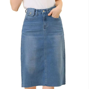 Mini-jupe en jean pour femme, taille empire, unie, vintage, tendance, décontractée, en jean bleu déchiré et vieilli, vêtements OEM ODM - Product Image 1