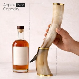 Mug en corne de style nordique Viking, fait main, écologique, en matériau organique, forme personnalisée, tasse à bière en corne naturelle, chopes à bière - Product Image 3