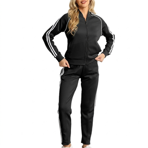 Ensemble de survêtement décontracté 2 pièces pour femme avec haut zippé et taille élastique – Survêtement coupe-vent de haute qualité pour femme - Product Image 4