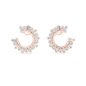 Half Circle Round Cut Moissanite Diamond Wedding Earring Unique Design <b>Stud</b> Earring Half Moon <b>Studs</b> Jewelry Anniversary Gift - Product Image 6
