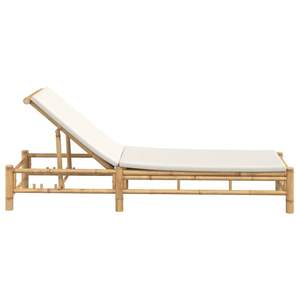 Chaise longue standard en bambou blanc crème avec accoudoirs réglables - Product Image 5