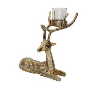 Porte-bougie en argent en forme de tête de cerf avec bois de cerf pour la décoration de Noël, accessoires de table, designs personnalisables, figurine moulée à la main - Product Image 2
