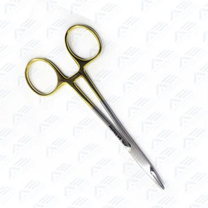 Instrumentos Quirúrgicos, Porta Agujas Curvo y Liso de Acero Inoxidable de 13 cm, Color Dorado, para Sutura Quirúrgica y Cirugía Dental, Tipo Tc Webster - Product Image 3