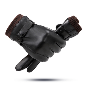 Gants de course en cuir à doigts entiers avec sangle de poignet réglable, coupe-vent, pour la conduite en hiver en plein air, unisexe - Product Image 3