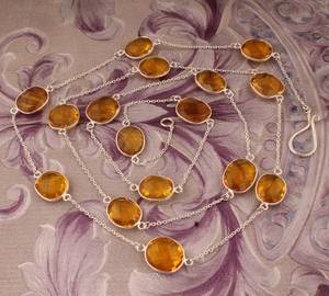 Handmade Citrine <b>Chain</b> Necklace 925 Sterling Silver Natural Yellow Crystal Pendant Jewelry Women Fashion Gift - Product Image 5