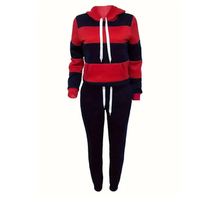 Custom Made Women Casual Winter Solid Fleece <b>Tracksuit</b> Premium <b>Stitching</b> Two Piece Set for Outdoor Wear Breathable Eco-Friendly - Product Image 1