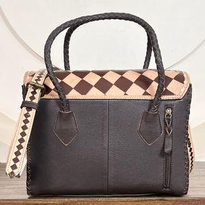 Bolso Tote de Cuero a Cuadros Hecho a Mano para Mujer 2026, de Moda, con Correa Cruzada de Cuero Genuino de Vaca, Gran Capacidad, Bolso de Hombro - Product Image 6