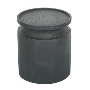 Table d'appoint cylindrique en bois noir D14x16, table de chevet élégante - Product Image 2