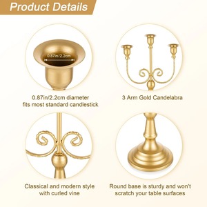 Candelabro de Metal Elegante de Tres Brazos, Estilo Vintage, Centro de Mesa Decorativo para Comedor, Decoración de Interiores para el Hogar, a Bajo Precio - Product Image 3