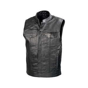 Gilet de motard en cuir grande taille pour homme, col rabattu, fermeture éclair, couleur unie, respirant, pour l'hiver, coupe classique - Product Image 6
