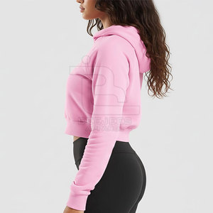 Dernier style de sweat-shirts courts pour femmes de couleur unie, vente en gros de sweat-shirts courts pour femmes personnalisés - Product Image 5