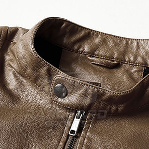 Veste en cuir pour homme Urban Streetwear, coupe ajustée, fermeture éclair sur le devant, décontractée, douce, durable, respirante, écologique, légère - Product Image 3