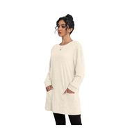 Suéter Navideño Casual de Manga Larga con Cuello Redondo para Mujer, Talla Grande, Diseño de Fábrica, Poliéster/Algodón, Logotipo Frontal, Colección de Invierno