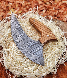 Cuchillo Ulu Tradicional Inuit Estilo Alaska de Acero de Damasco Hecho a Mano, Hoja en Forma de Media Luna, Mango de Madera de Olivo, Afilado como una Navaja, Bajo MOQ, Venta al por Mayor - Product Image 5