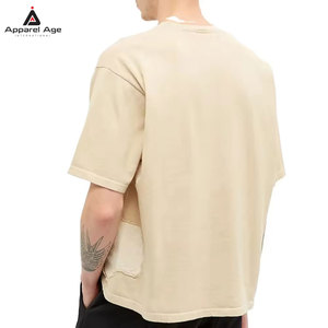 เสื้อยืดผู้ชายสีพื้นทรงหลวมพิมพ์ลายขาดๆ ดีไซน์ล่าสุด ผ้าฝ้าย 100% เสื้อยืดผู้ชายแบบขาดๆ - Product Image 3
